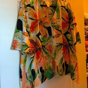 Chicos tropical print blouse Chicos size 2. Flowy.